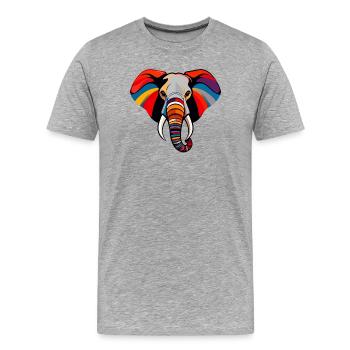 Bunter Elefantenkopf Kunst Pop Art Elefant Motiv - Männer Premium Bio T-Shirt - Grau meliert - Vorne - Damien (186cm)
