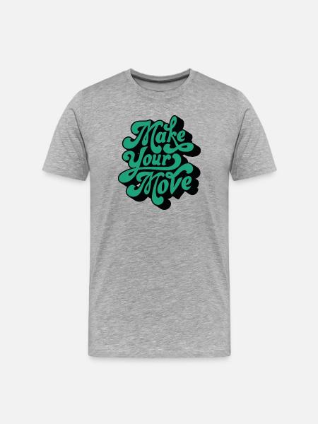 Make Your Move – Retro Script Motif - Men's Premium Organic T-Shirt - heather grey