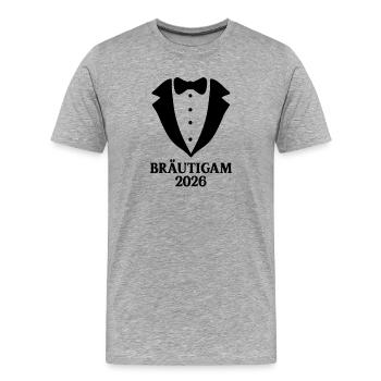 Bräutigam 2026 Hochzeit Hochzeitsoutfit Verlobung - Männer Premium Bio T-Shirt - Grau meliert - Vorne - Damien (186cm)