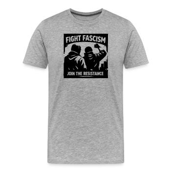Combattez le fascisme – Rejoignez la Résistance | Antifascisme - T-shirt bio Premium Homme - gris chiné - Devant - Damien (186cm)