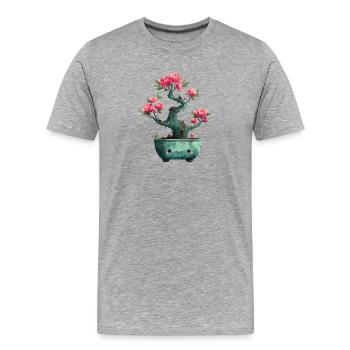 Kawaii Bonsai Blütenpracht - Männer Premium Bio T-Shirt - Grau meliert - Vorne - Damien (186cm)