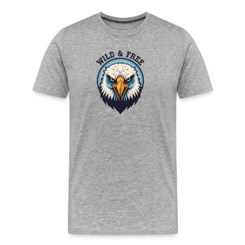 Wild and Free Eagle - Men's Premium Organic T-Shirt - heather grey - Front - Damien (186cm)
