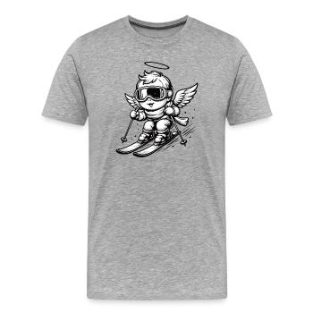Cooler Engel auf Skiern mit Schutzbrille  - Männer Premium Bio T-Shirt - Grau meliert - Vorne - Damien (186cm)