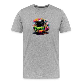 Pucked Up Graffiti Puck - Men's Premium Organic T-Shirt - heather grey - Front - Damien (186cm)