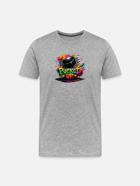 Pucked Up Graffiti Puck - Men's Premium Organic T-Shirt - heather grey