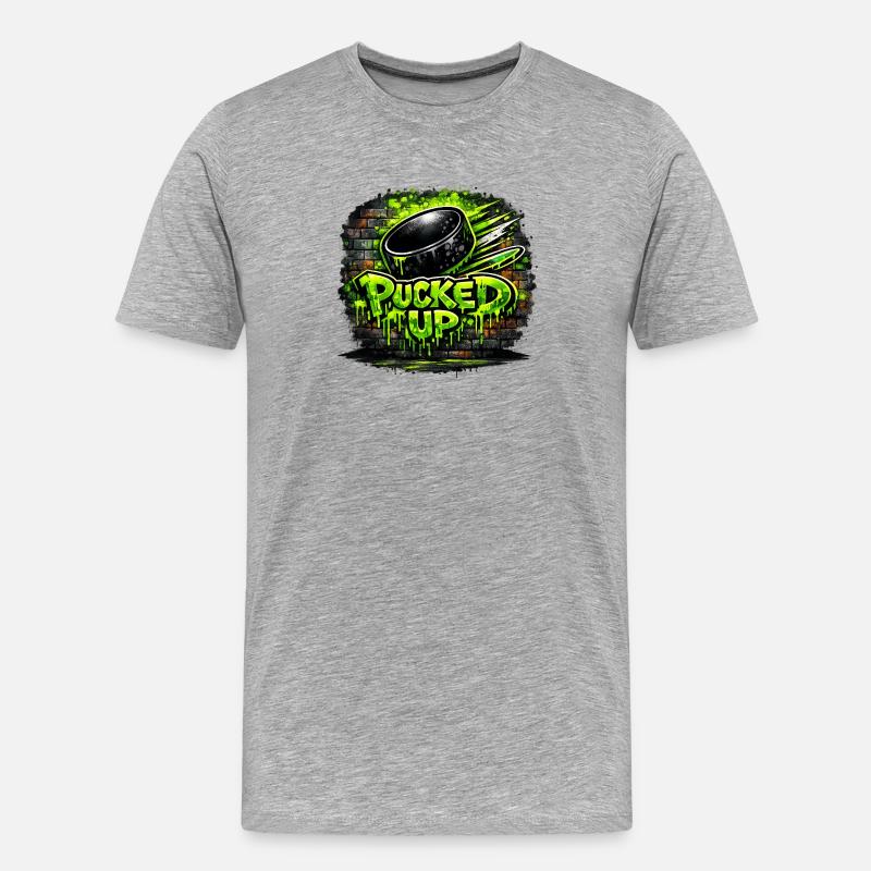 Pucked Up Graffiti Neon  - Männer Premium Bio T-Shirt - Grau meliert