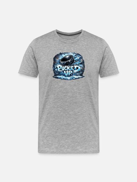 Pucked Up Graffiti Hockey - Men's Premium Organic T-Shirt - heather grey