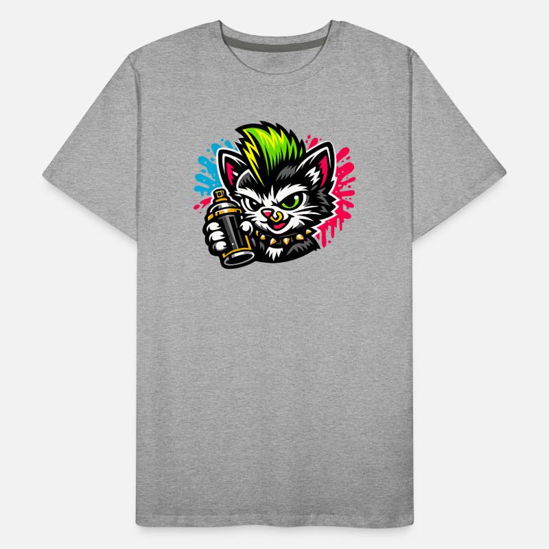 Graffiti Cat Spray Dot T-shirt bio Premium Homme