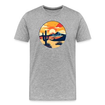 Wüstenpanorama rote Sonne Wüste Landschaft Motiv - Männer Premium Bio T-Shirt - Grau meliert - Vorne - Damien (186cm)