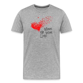Thank you heart - Men's Premium Organic T-Shirt - heather grey - Front - Damien (186cm)
