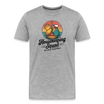 Lustiges Putzen Design - Männer Premium Bio T-Shirt - Grau meliert - Vorne - Damien (186cm)