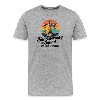 Lustiges Putzen Design - Männer Premium Bio T-Shirt - Grau meliert - Vorne - Damien (186cm)
