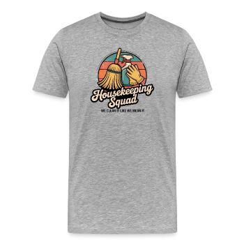 Conception de nettoyage amusante - T-shirt bio Premium Homme - gris chiné - Devant - Damien (186cm)