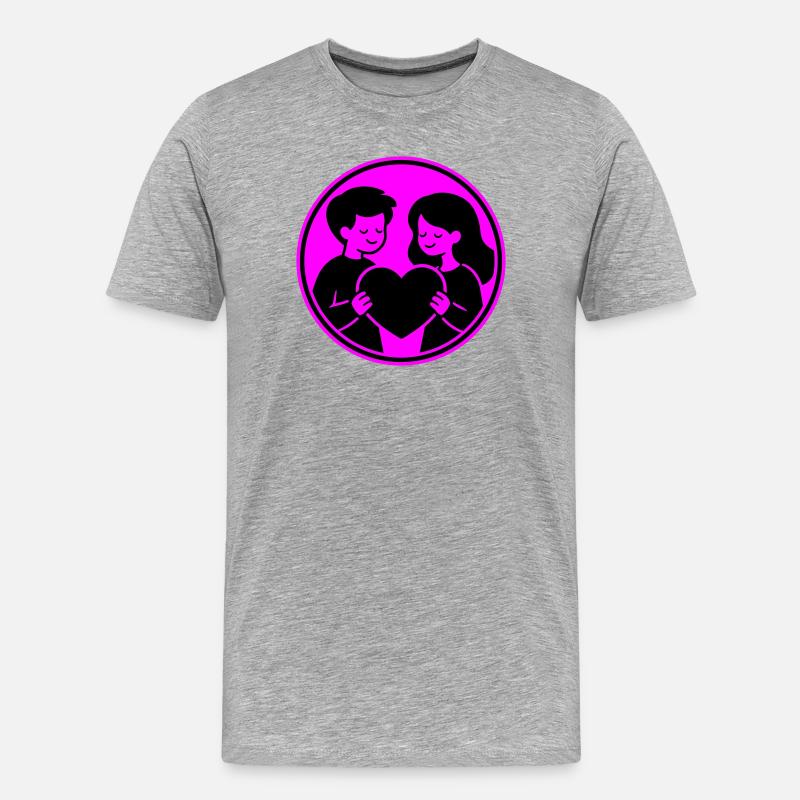 Paar Herz Beziehung - Männer Premium Bio T-Shirt - Grau meliert