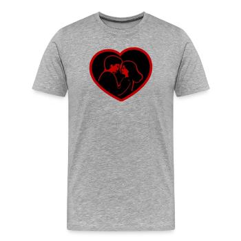 Couple amoureux - T-shirt bio Premium Homme - gris chiné - Devant - Damien (186cm)