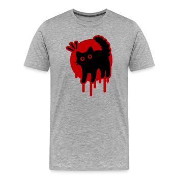 Kater Katze - Männer Premium Bio T-Shirt - Grau meliert - Vorne - Damien (186cm)