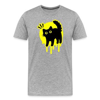 Kater Katze - Männer Premium Bio T-Shirt - Grau meliert - Vorne - Damien (186cm)
