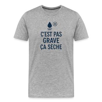 Marseille Humour C'est Pas Grave ça Sèche Sud - T-shirt bio Premium Homme - gris chiné - Devant - Damien (186cm)