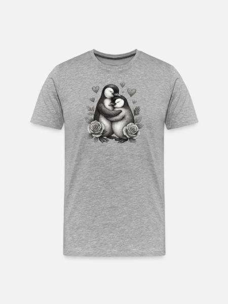 Hugging penguins with roses - Men's Premium Organic T-Shirt - heather grey
