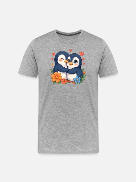 Cuddly Penguins Love Duo - Men's Premium Organic T-Shirt - heather grey
