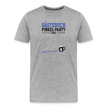 Babypinkeln Gästebuch Babyparty Babybier 2026 - Männer Premium Bio T-Shirt - Grau meliert - Vorne - Damien (186cm)