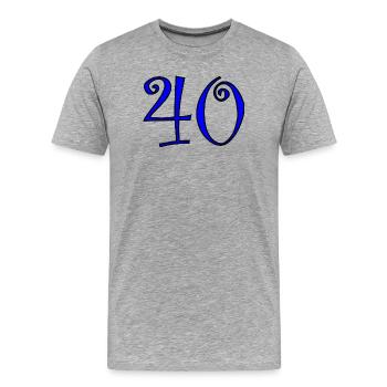 40. 40 ANS. 40e ANNIVERSAIRE. ANNIVERSAIRE 40 ANS - T-shirt bio Premium Homme - gris chiné - Devant - Damien (186cm)