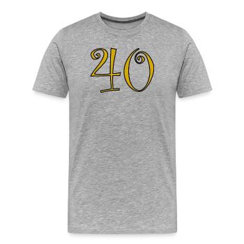 40. 40 ANS. 40e ANNIVERSAIRE. ANNIVERSAIRE 40 ANS. - T-shirt bio Premium Homme - gris chiné - Devant - Damien (186cm)