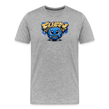 Mascotte bleue Graffiti duveteuse - T-shirt bio Premium Homme - gris chiné - Devant - Damien (186cm)