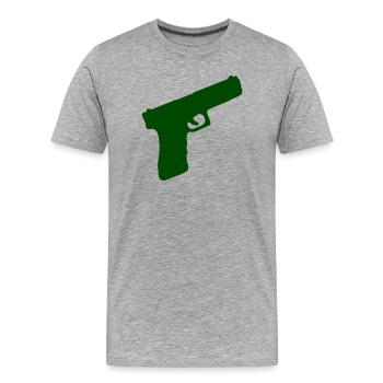 Pistole Waffe - Männer Premium Bio T-Shirt - Grau meliert - Vorne - Damien (186cm)