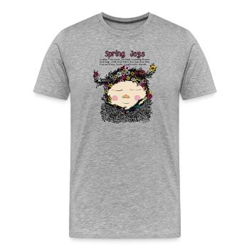 Nain de la joie du printemps – Illustration de nature douillette - T-shirt bio Premium Homme - gris chiné - Devant - Damien (186cm)