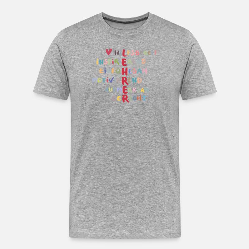 Farbenfrohe Werte Collage – Hilfsbereit - Männer Premium Bio T-Shirt - Grau meliert