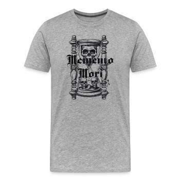 Memento Mori – N’oublie pas de vivre - T-shirt bio Premium Homme - gris chiné - Devant - Damien (186cm)