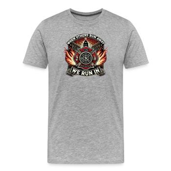 Feuerwehr für den mutigen Feuerwehrmann - Männer Premium Bio T-Shirt - Grau meliert - Vorne - Damien (186cm)