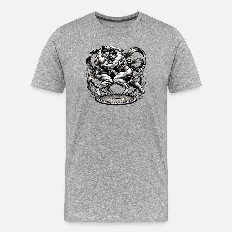 Sumo Ringer im Duell - Männer Premium Bio T-Shirt - Grau meliert