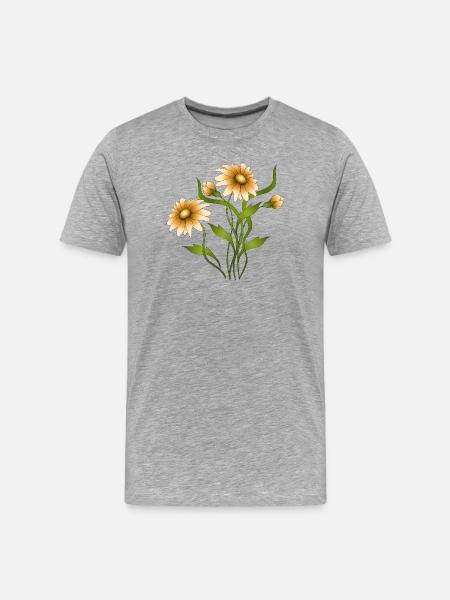 Blumen - Männer Premium Bio T-Shirt - Grau meliert