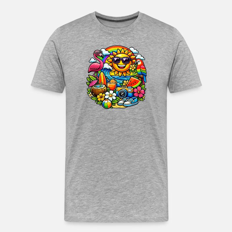 Conception d’été tropical baignée de soleil - T-shirt bio Premium Homme - gris chiné