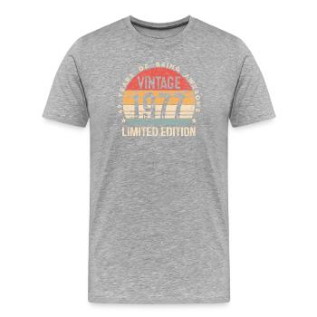 Vintage 1977 Limited Edition 49. Geburtstag - Männer Premium Bio T-Shirt - Grau meliert - Vorne - Damien (186cm)