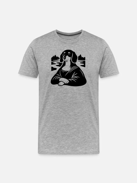 Dachshund Lisa Portrait - Men's Premium Organic T-Shirt - heather grey