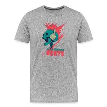 Rebel Beats - Punk Skull Mohawk - Männer Premium Bio T-Shirt - Grau meliert - Vorne - Damien (186cm)