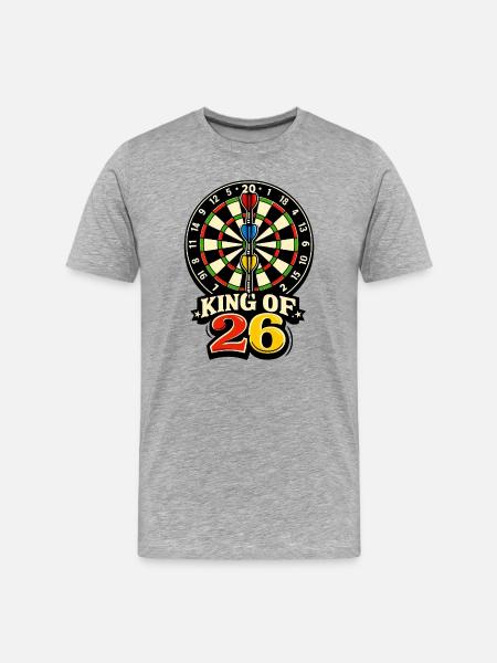 King of 26 – Dartboard Retro - Men's Premium Organic T-Shirt - heather grey