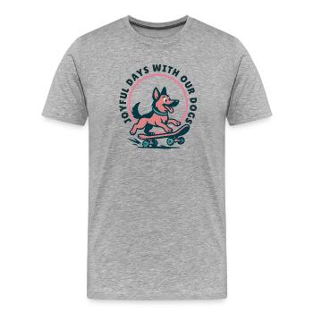 Zitat zum Schlittschuh-Deutschen Schäferhund 2026 - Männer Premium Bio T-Shirt - Grau meliert - Vorne - Damien (186cm)