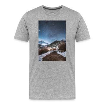 Die Nacht SKy über den Agrafa-Bergen - Männer Premium Bio T-Shirt - Grau meliert - Vorne - Damien (186cm)