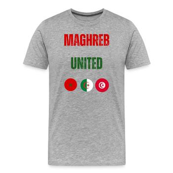 Maghreb United - Algerie Maroc Tunisie - T-shirt bio Premium Homme - gris chiné - Devant - Damien (186cm)