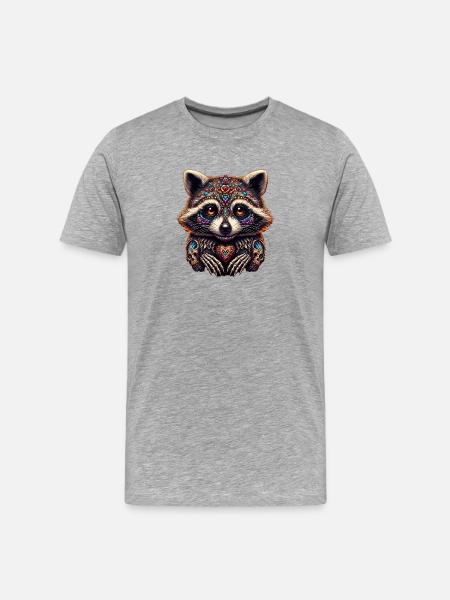 Raccoon at Dia de los muertos - Men's Premium Organic T-Shirt - heather grey