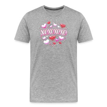 XOXOXO Cœurs Scintillant Néon - T-shirt bio Premium Homme - gris chiné - Devant - Damien (186cm)