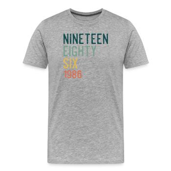 Nineteen Eighty-Six Retro - Men's Premium Organic T-Shirt - heather grey - Front - Damien (186cm)