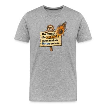Opportunity as Crisis Saying Design - Men's Premium Organic T-Shirt - heather grey - Front - Damien (186cm)