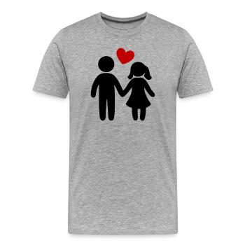 Couple amoureux - T-shirt bio Premium Homme - gris chiné - Devant - Damien (186cm)