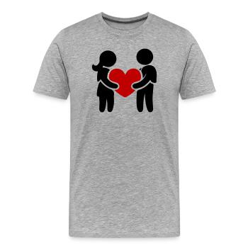 Couple amoureux - T-shirt bio Premium Homme - gris chiné - Devant - Damien (186cm)