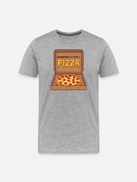 Statut relationnel Pizza célibataire Saint-Valentin - T-shirt bio Premium Homme - gris chiné